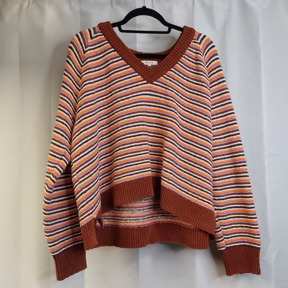 Madewell Striped V-Neck Sweater - Multicolor